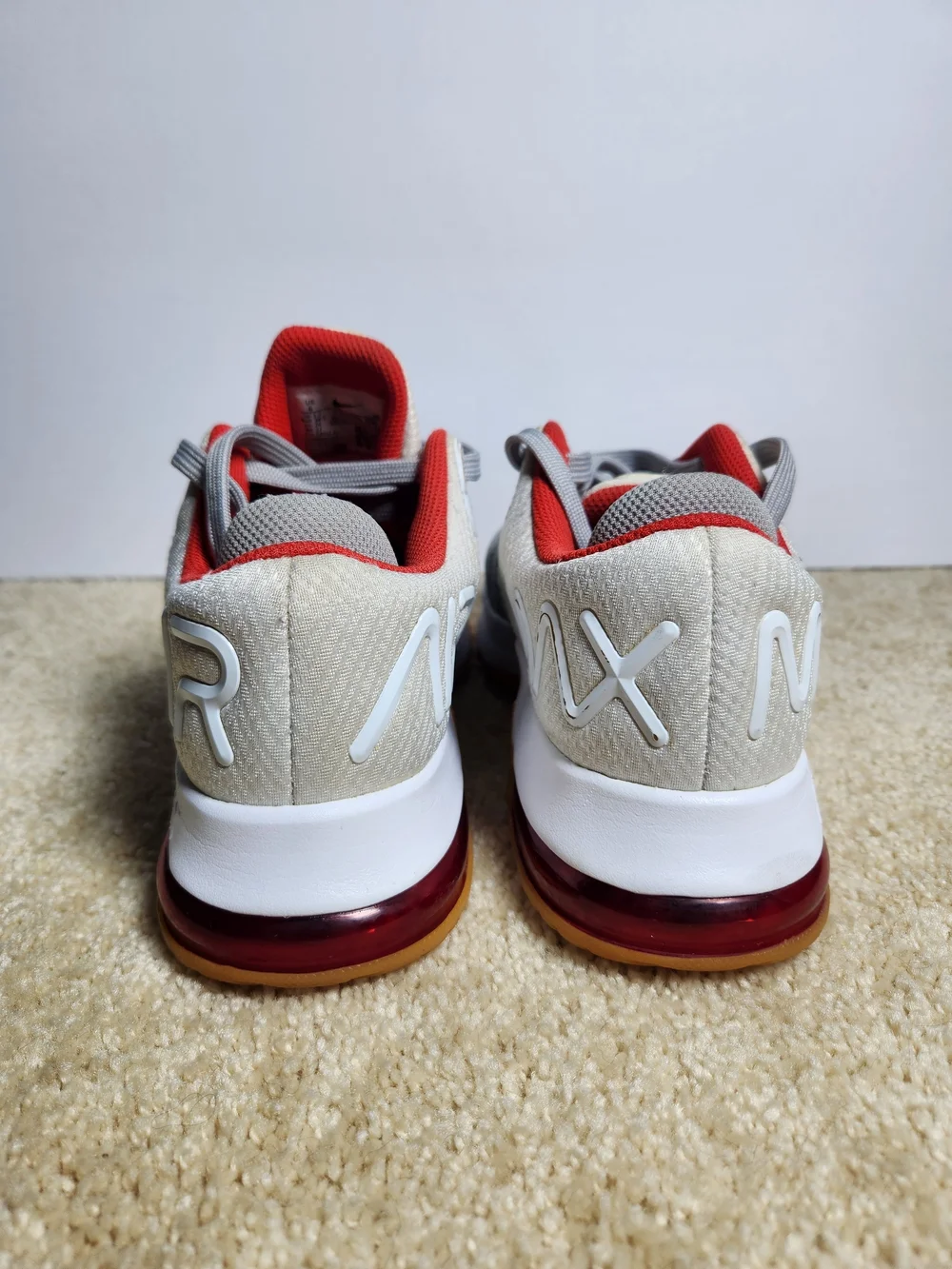 Nike Light Gray Mesh Sneakers with Gum Outsole and Coral Accents